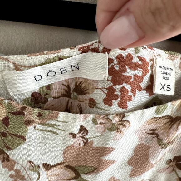 Doen Mariposa Floral Puff Sleeve Midi Dress Canyon Tan - Picture 5 of 5